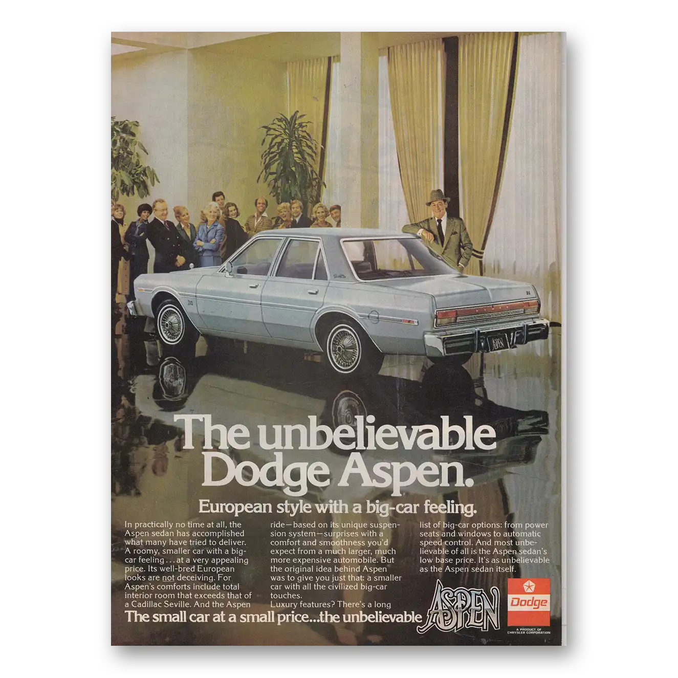 1976 Dodge Aspen Unbelievable Vintage Magazine Print Ad