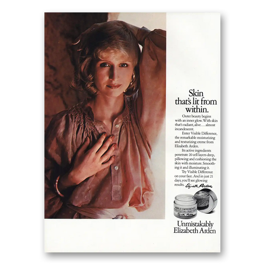 1977 Elizabeth Arden Skin Lit From Within Vintage Magazine Print Ad