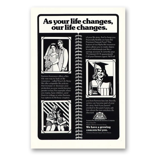 1977 Farmers Insurance As Your Life Changes Vintage Magazine Print Ad