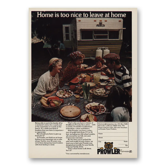 1977 Fleetwood Prowler RV Home Is Too Nice Vintage Magazine Print Ad