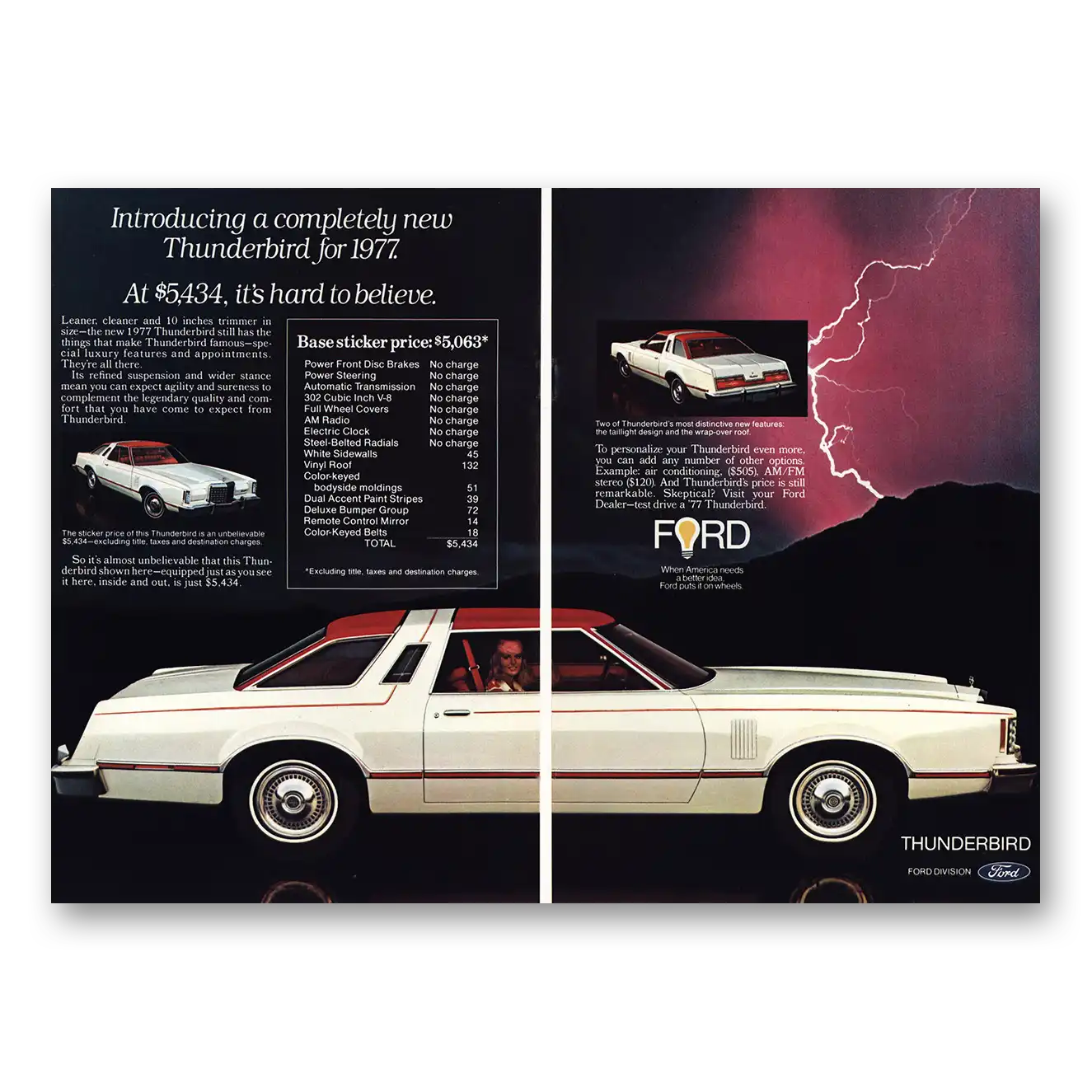 1976 Ford Thunderbird Wrap Over Roof Vintage Magazine Print Ad