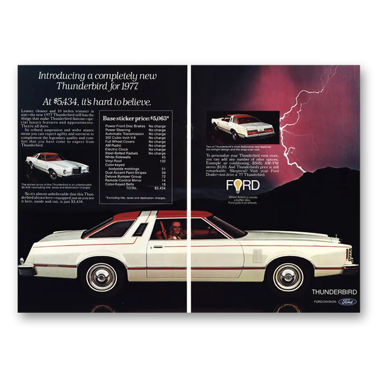 1976 Ford Thunderbird Wrap Over Roof Vintage Magazine Print Ad