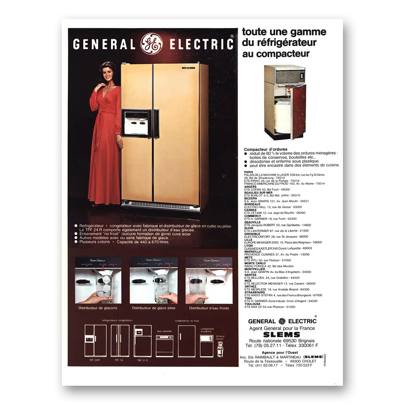 1977 General Electric Refrigerator Toute Une Gamme Vintage Magazine Print Ad