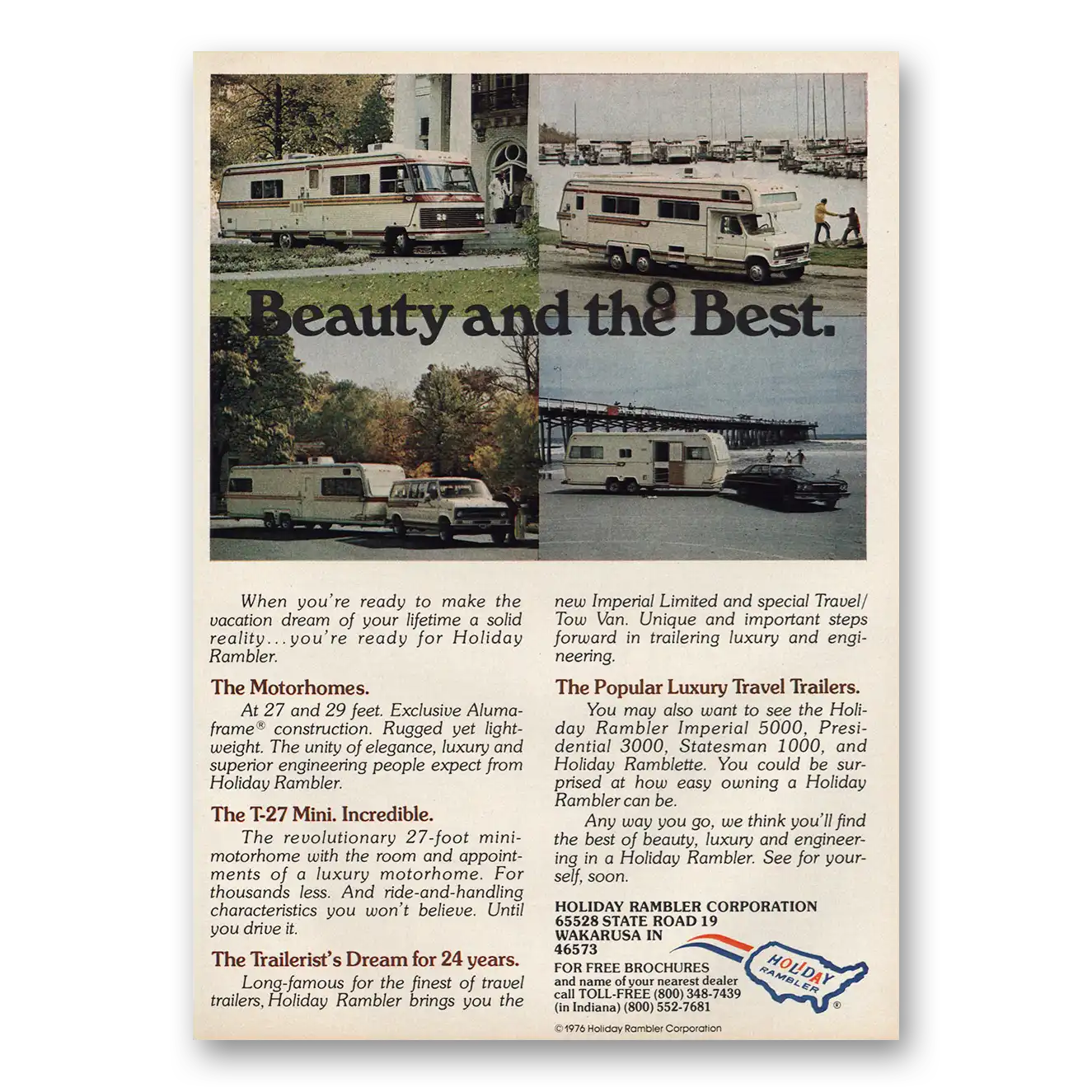 1977 Holiday Rambler Beauty and the Best Vintage Magazine Print Ad