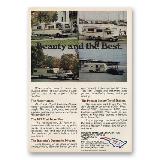 1977 Holiday Rambler Beauty and the Best Vintage Magazine Print Ad