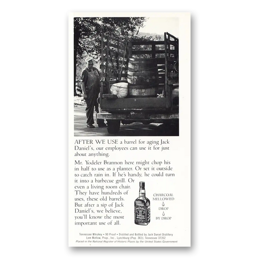 1977 Jack Daniels After We Use a Barrel for Aging Vintage Magazine Print Ad