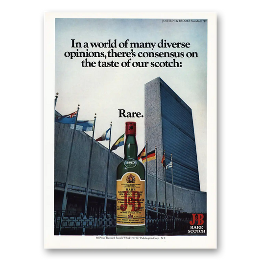 1977 J&B Scotch Whisky World of Many Diverse Opinions Vintage Magazine Print Ad