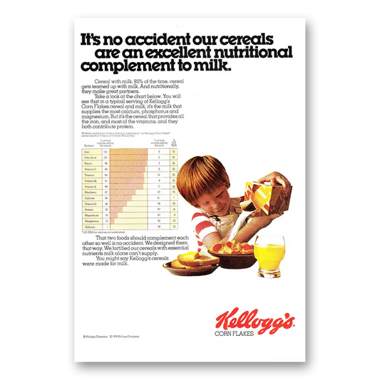 1977 Kelloggs Cereals Its No Accident Vintage Magazine Print Ad