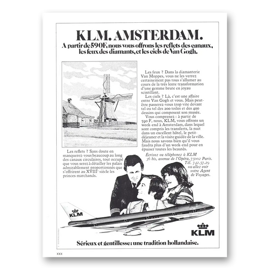 1977 KLM Royal Dutch Airlines Amsterdam A Partir de 590F Vintage Magazine Print Ad