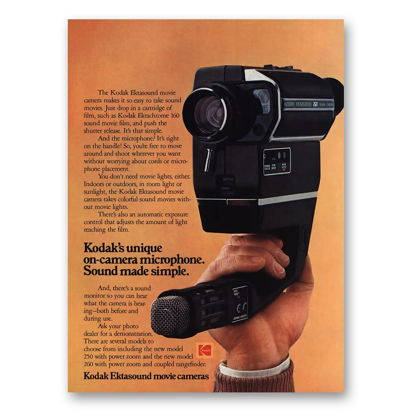 1977 Kodak Movie Camera Ekrasound Movie Camera On Camera Microphone Vintage Magazine Print Ad