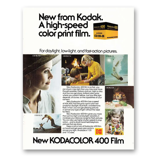 1977 Kodak Film Kodacolor 400 Film High Speed Color Print Film Vintage Magazine Print Ad