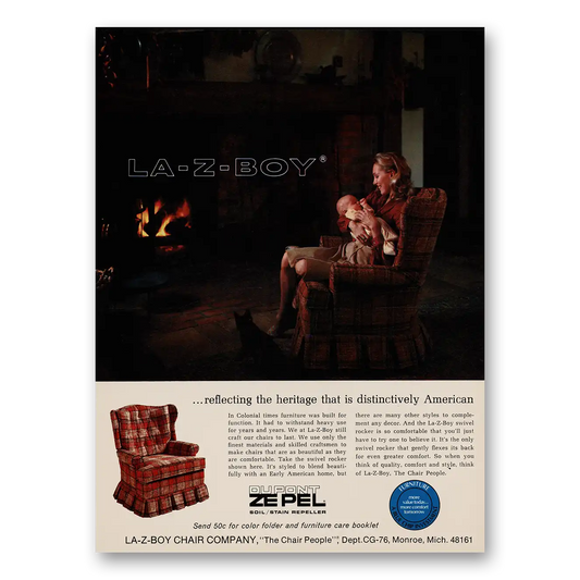 1977 La Z Boy Chair Reflecting the Heritage Vintage Magazine Print Ad