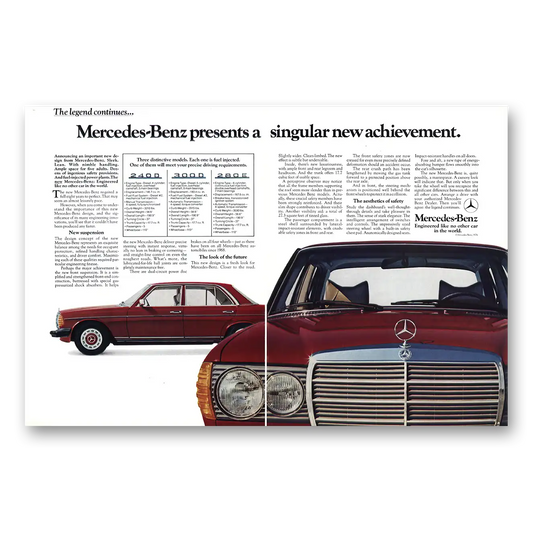 1977 Mercedes Benz Singular New Achievement Vintage Magazine Print Ad