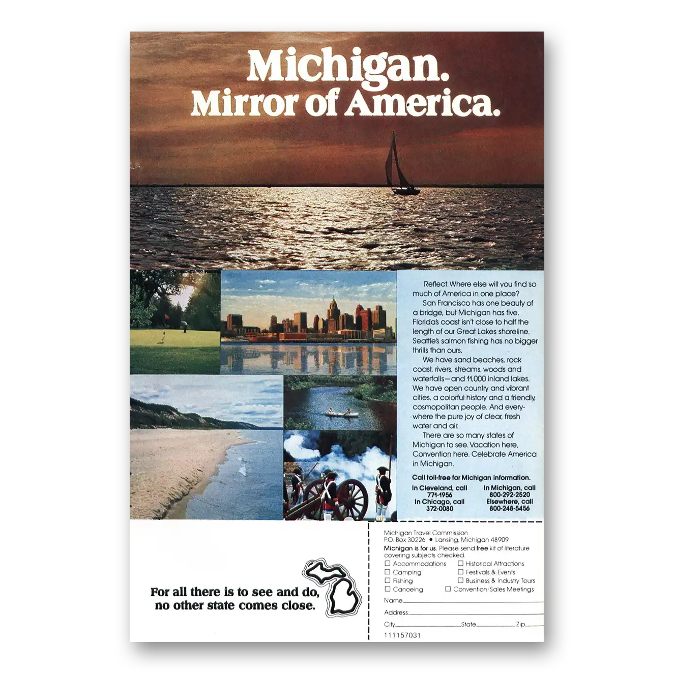 1977 Michigan Mirror of America Vintage Magazine Print Ad