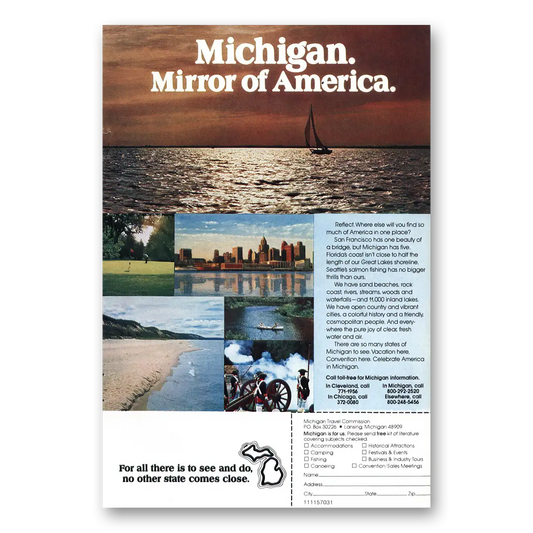 1977 Michigan Mirror of America Vintage Magazine Print Ad