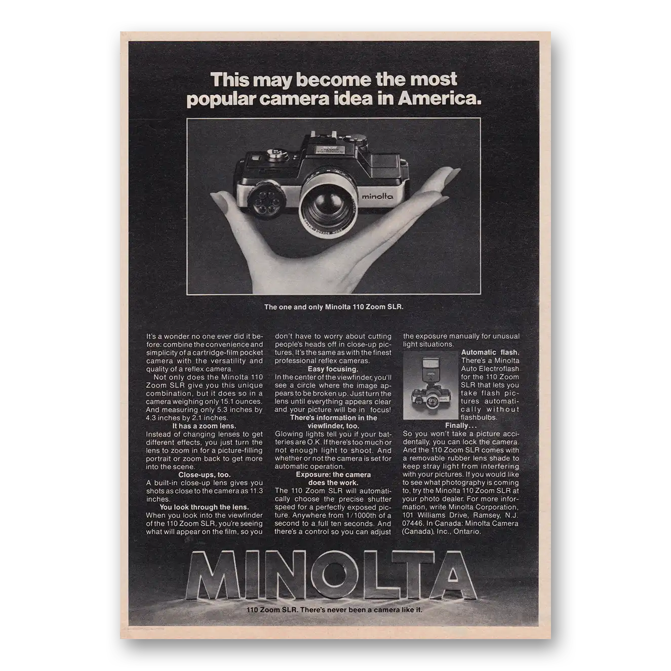 1977 Minolta Camera May Become the Most Popular Camera Vintage Magazine Print Ad