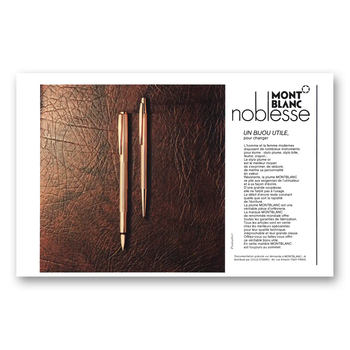 1977 Montblanc Pens Noblesse Un Bijou Utile Vintage Magazine Print Ad