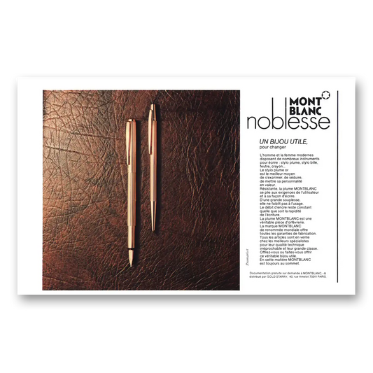 1977 Montblanc Pens Noblesse Un Bijou Utile Vintage Magazine Print Ad