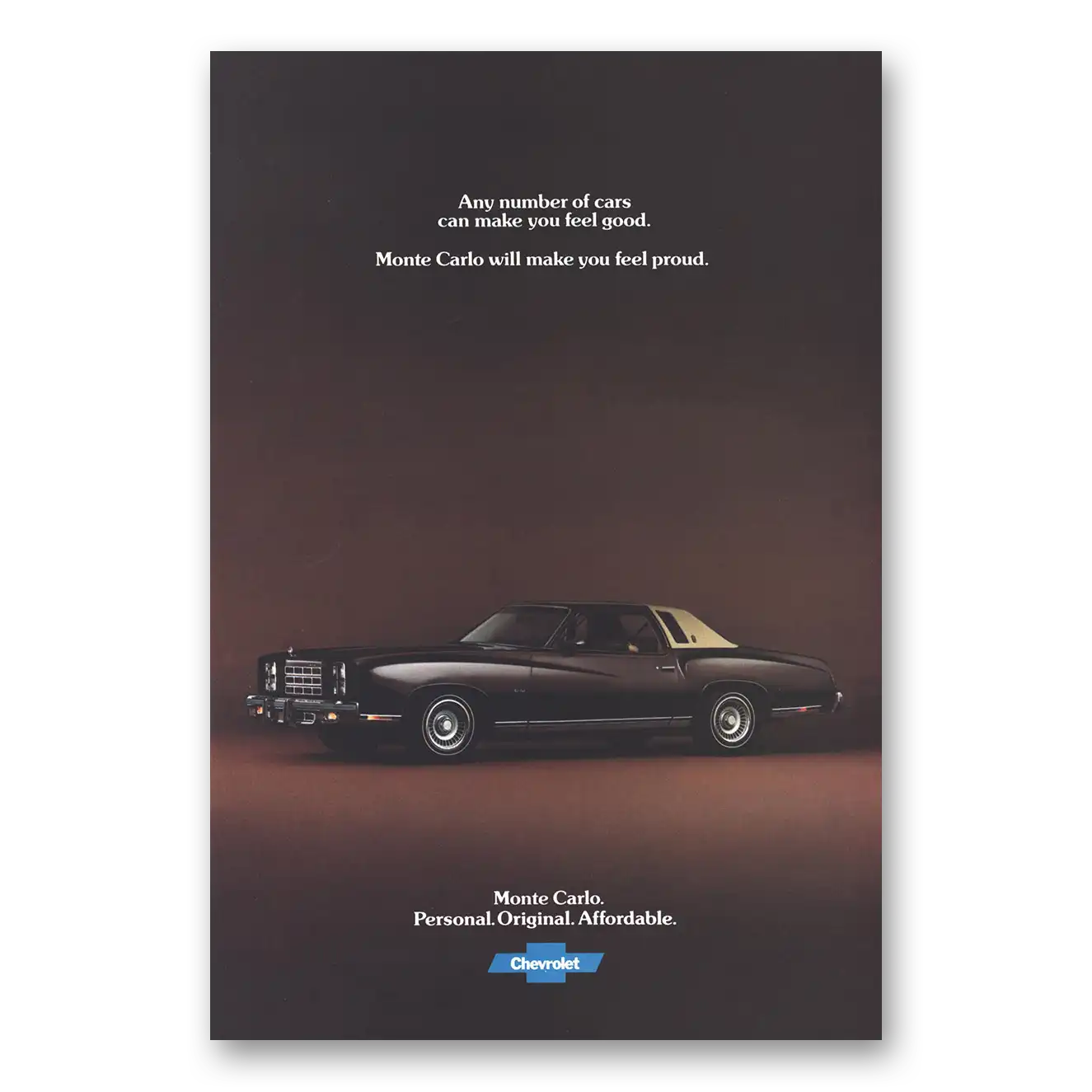 1977 Chevrolet Monte Carlo Make You Feel Proud Vintage Magazine Print Ad