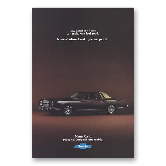 1977 Chevrolet Monte Carlo Make You Feel Proud Vintage Magazine Print Ad