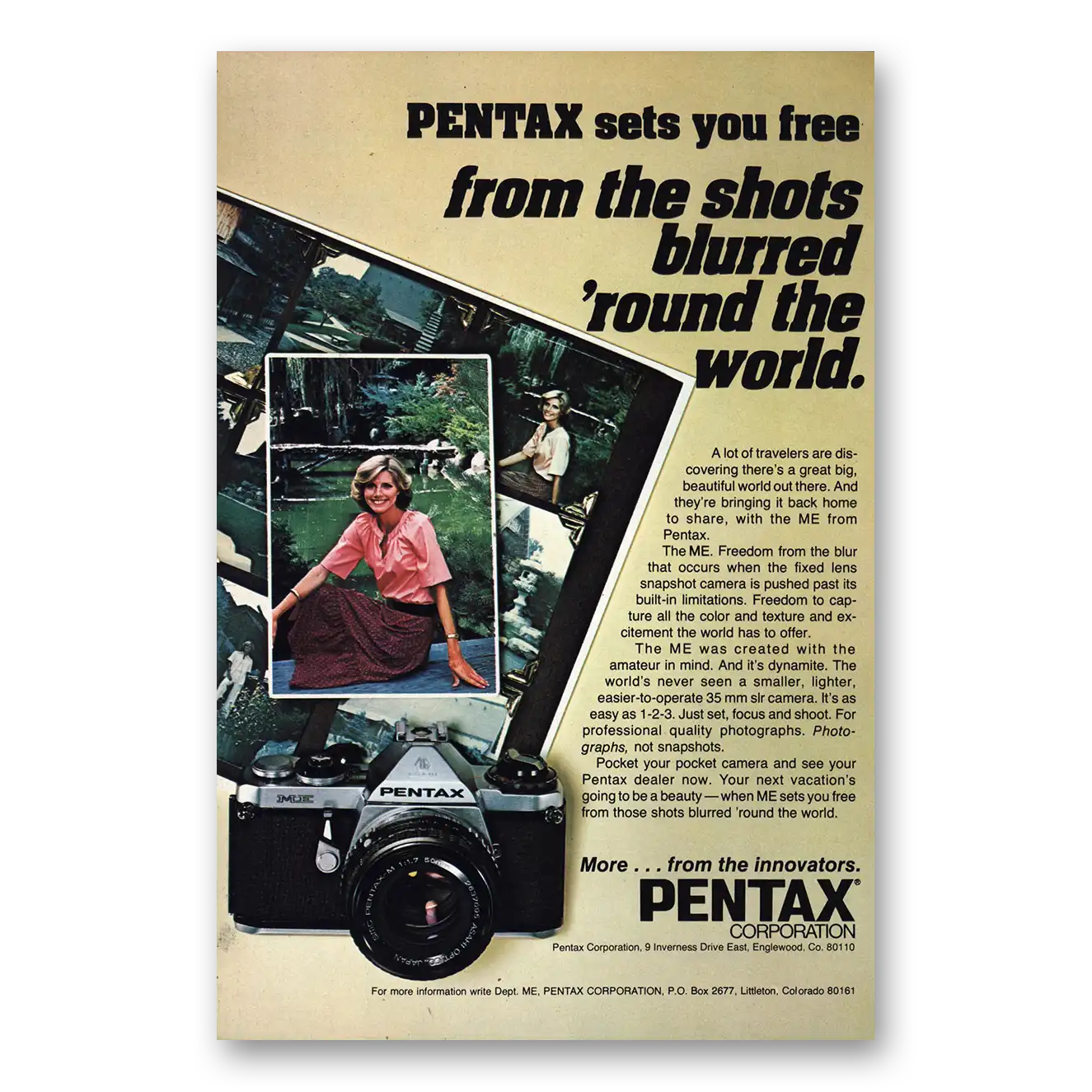 1977 Pentax Camera Shots Blurred Round the World Vintage Magazine Print Ad