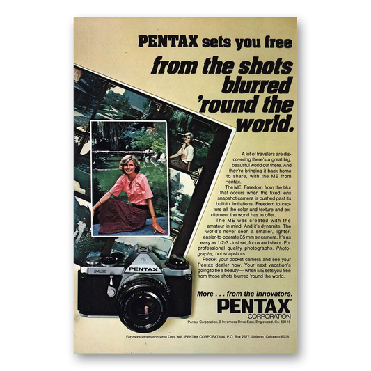 1977 Pentax Camera Shots Blurred Round the World Vintage Magazine Print Ad