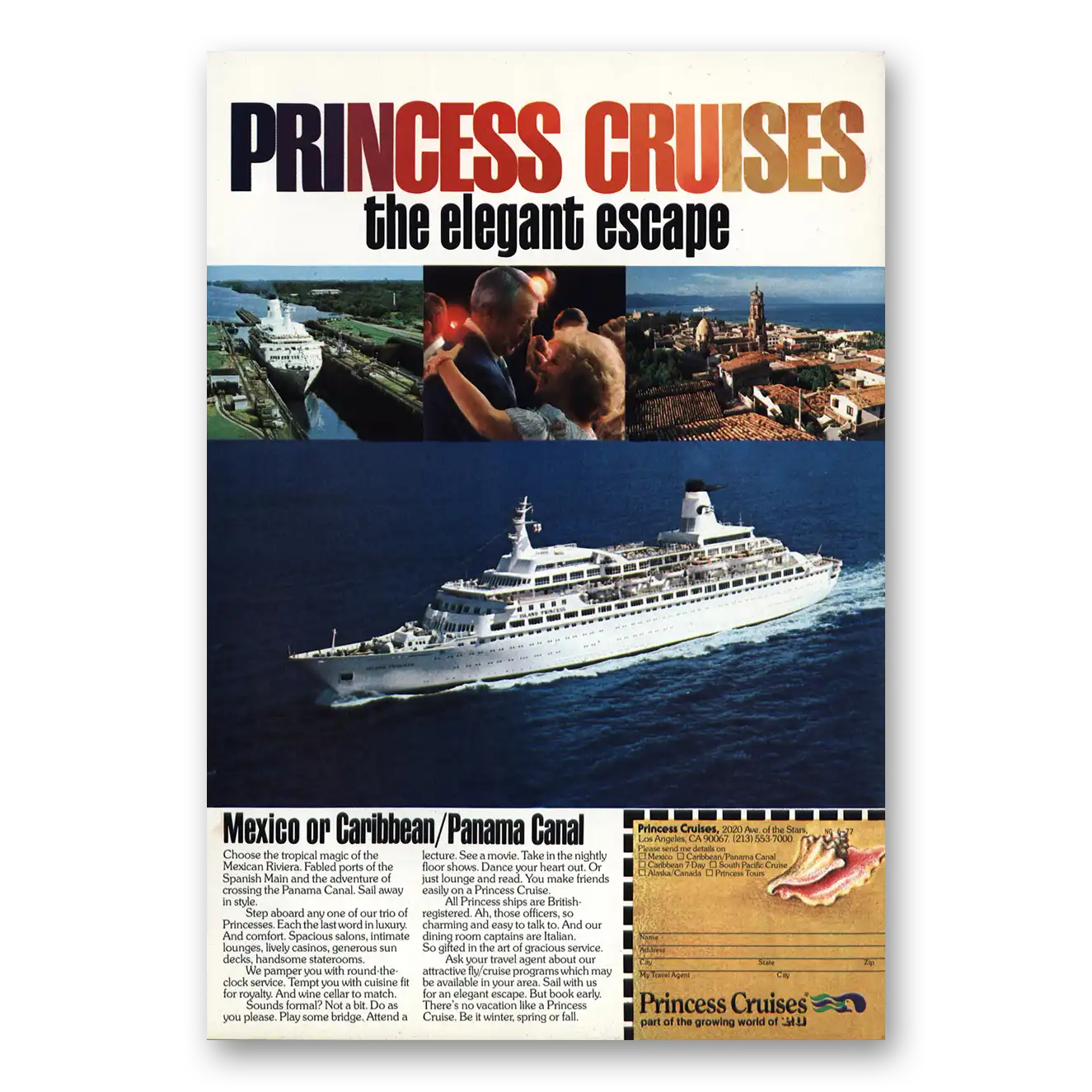 1977 Princess Cruises Elegant Escape Vintage Magazine Print Ad