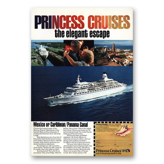 1977 Princess Cruises Elegant Escape Vintage Magazine Print Ad