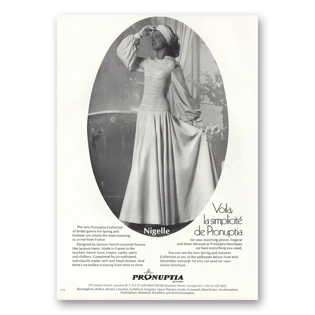 1977 Pronuptia Bridal Gowns Nigelle Bridal Gowns Vintage Magazine Print Ad