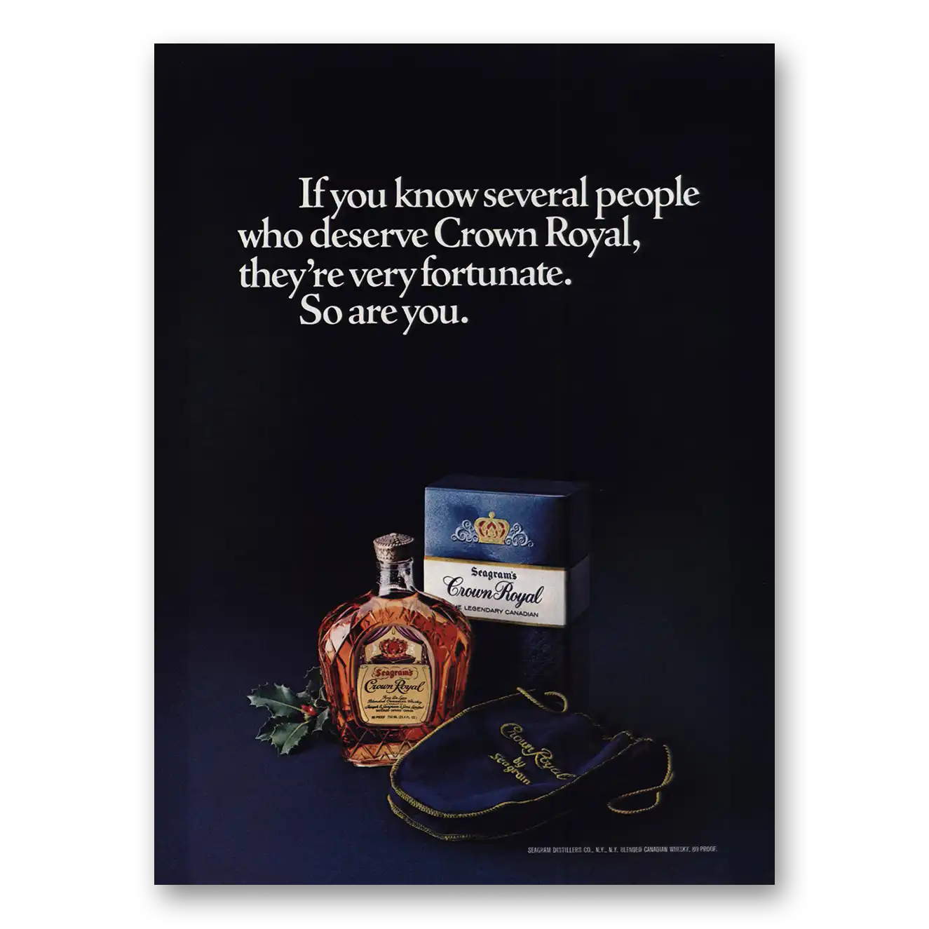 1977 Crown Royal You Know Several People Vintage Magazine Print Ad