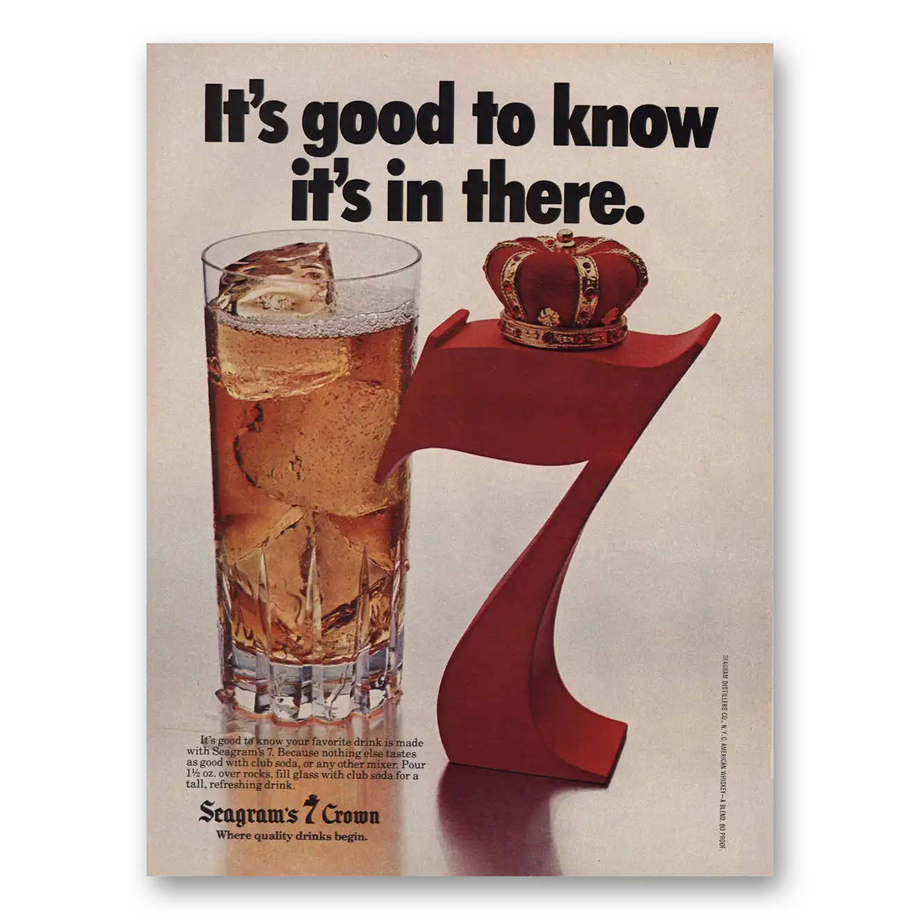 1977 Seagrams 7 Crown Whiskey Good To Know Its In There Vintage Magazine Print Ad