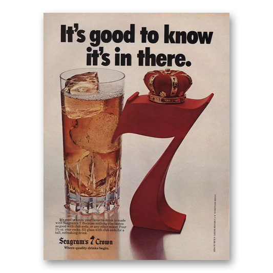 1977 Seagrams 7 Crown Whiskey Good To Know Its In There Vintage Magazine Print Ad