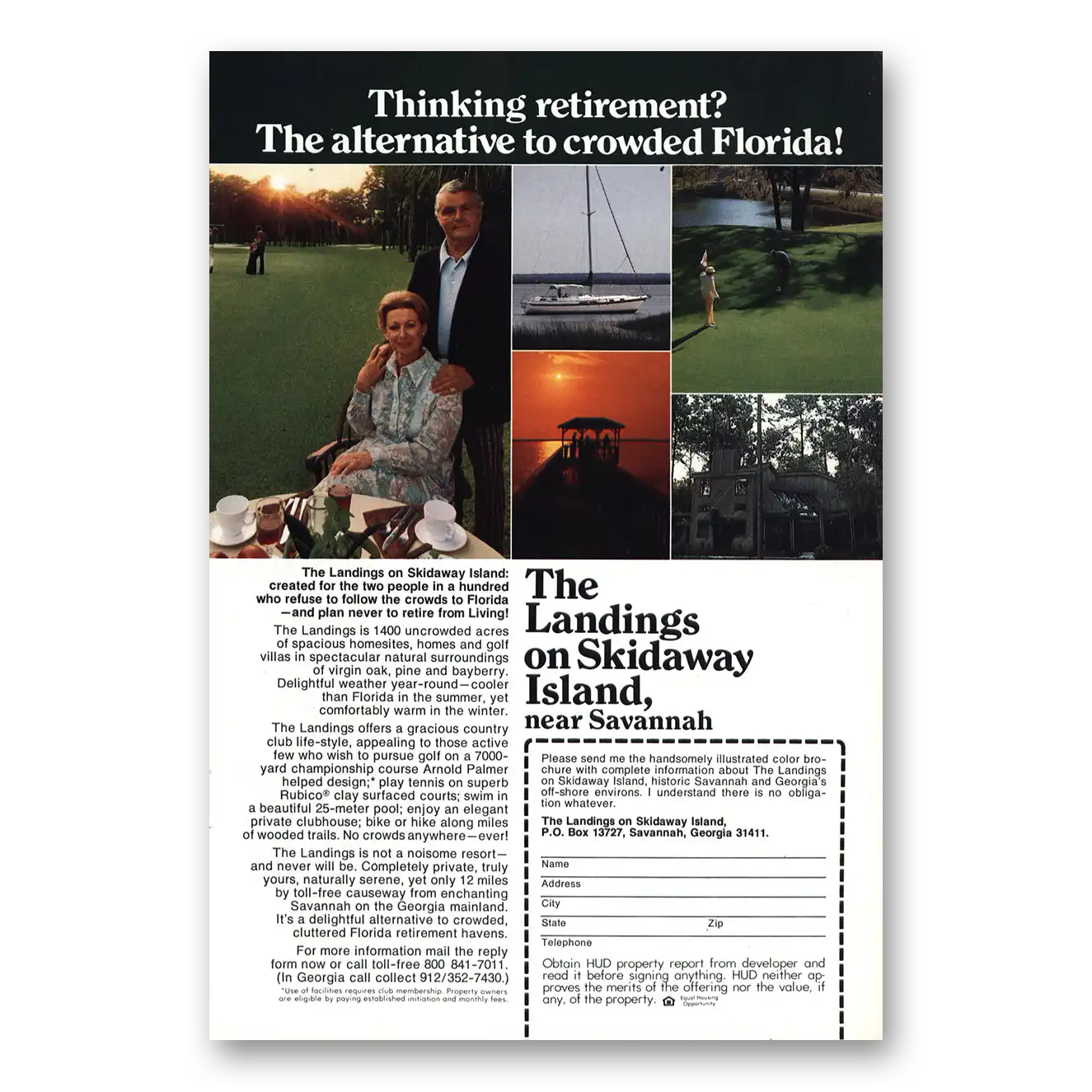 1977 Landings on Skidaway Island Thinking Retirement Vintage Magazine Print Ad