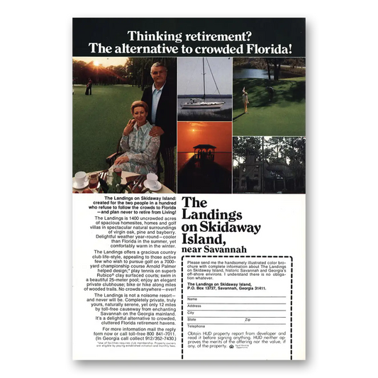 1977 Landings on Skidaway Island Thinking Retirement Vintage Magazine Print Ad