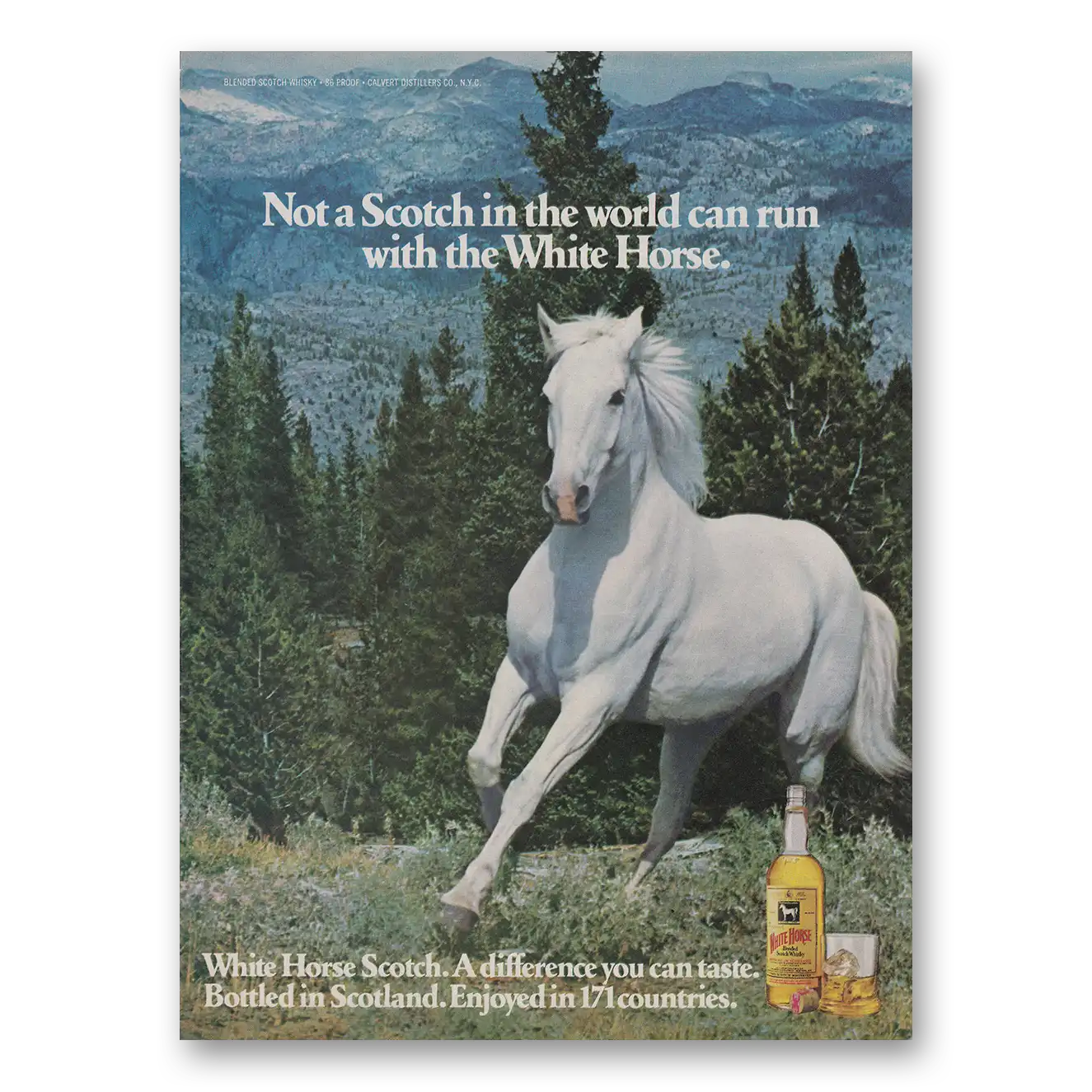 1977 White Horse Scotch Whisky Not A Scotch In the World Can Run Vintage Magazine Print Ad