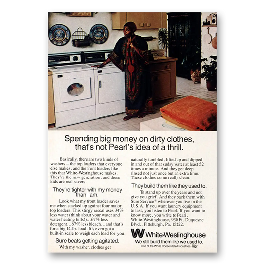 1977 White Westinghouse Washer Pearl Bailey Vintage Magazine Print Ad