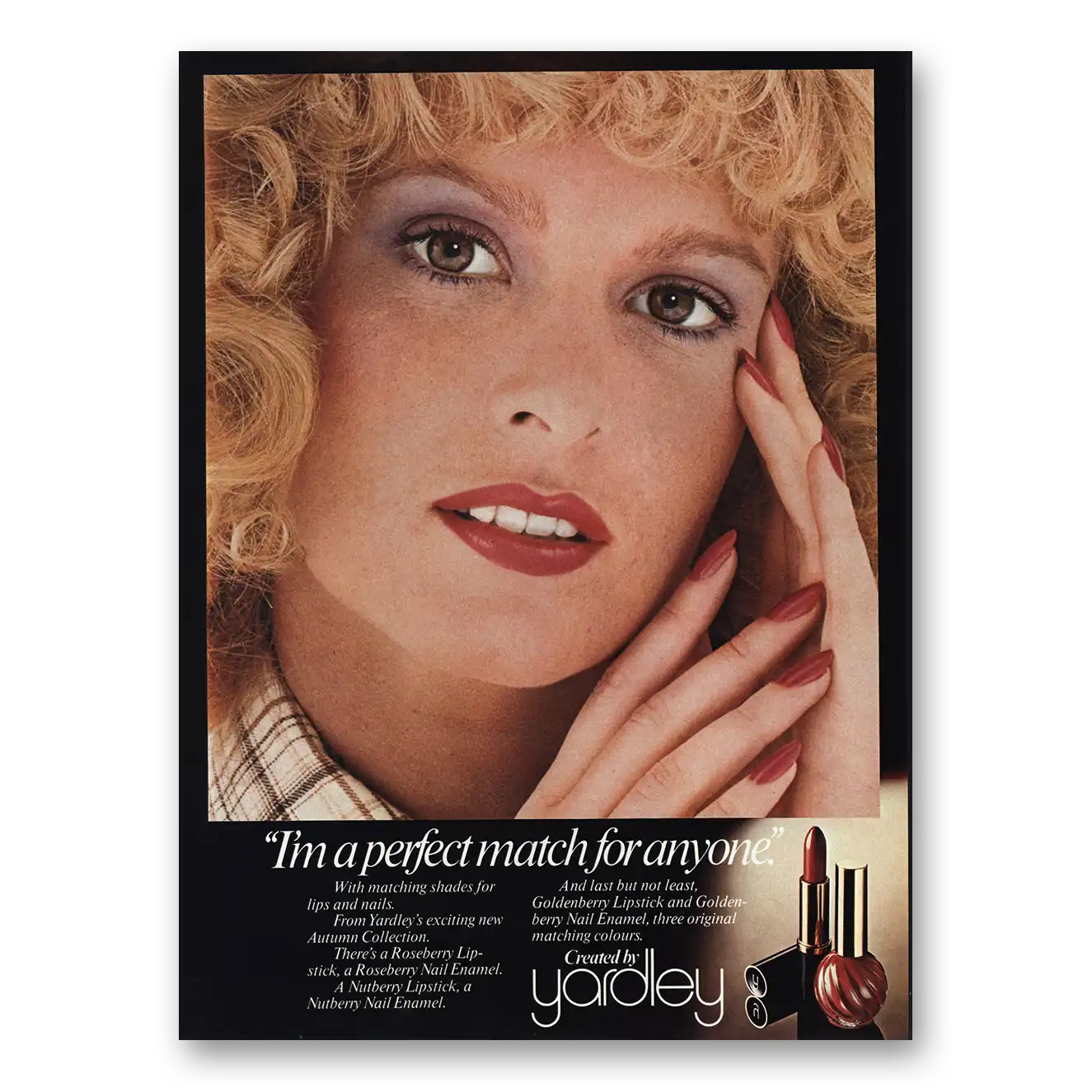 1977 Yardley Cosmetics Perfect Match for Anyone Vintage Magazine Print Ad