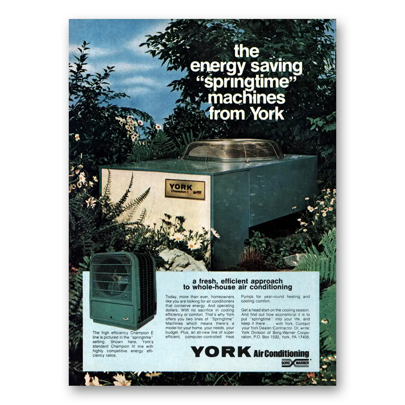 1977 York Air Conditioning Springtime Machines Vintage Magazine Print Ad