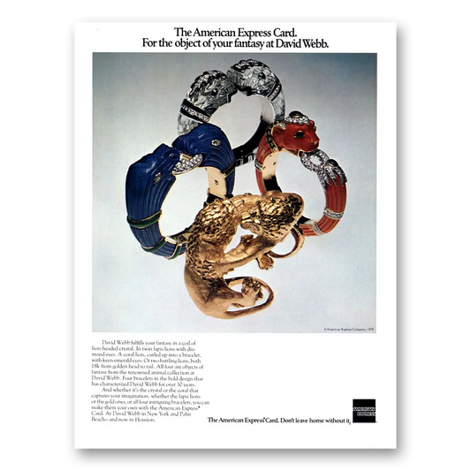 1978 American Express Object of Your Fantasy at David Webb Vintage Magazine Print Ad