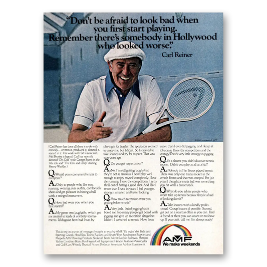 1978 AMF Tennis Raquets Carl Reiner Vintage Magazine Print Ad