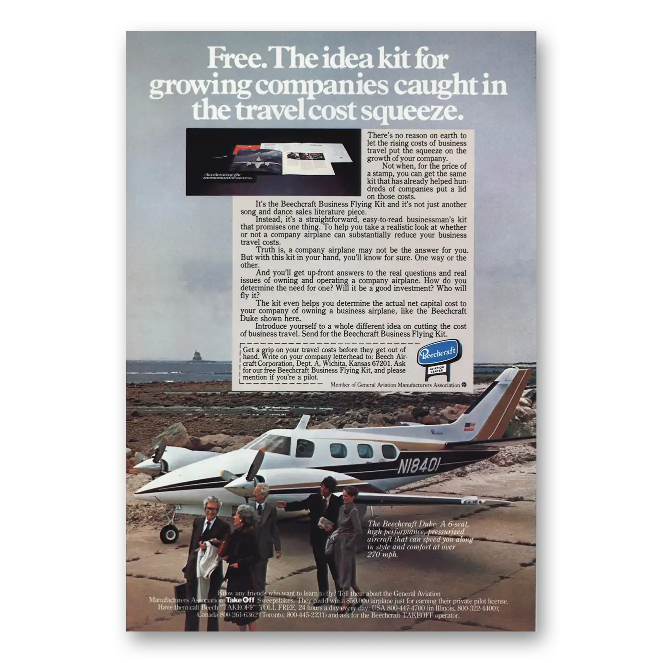 1978 Beechcraft Duke 6 Seat High Performance Vintage Magazine Print Ad