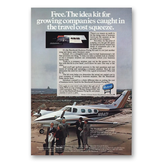 1978 Beechcraft Duke 6 Seat High Performance Vintage Magazine Print Ad