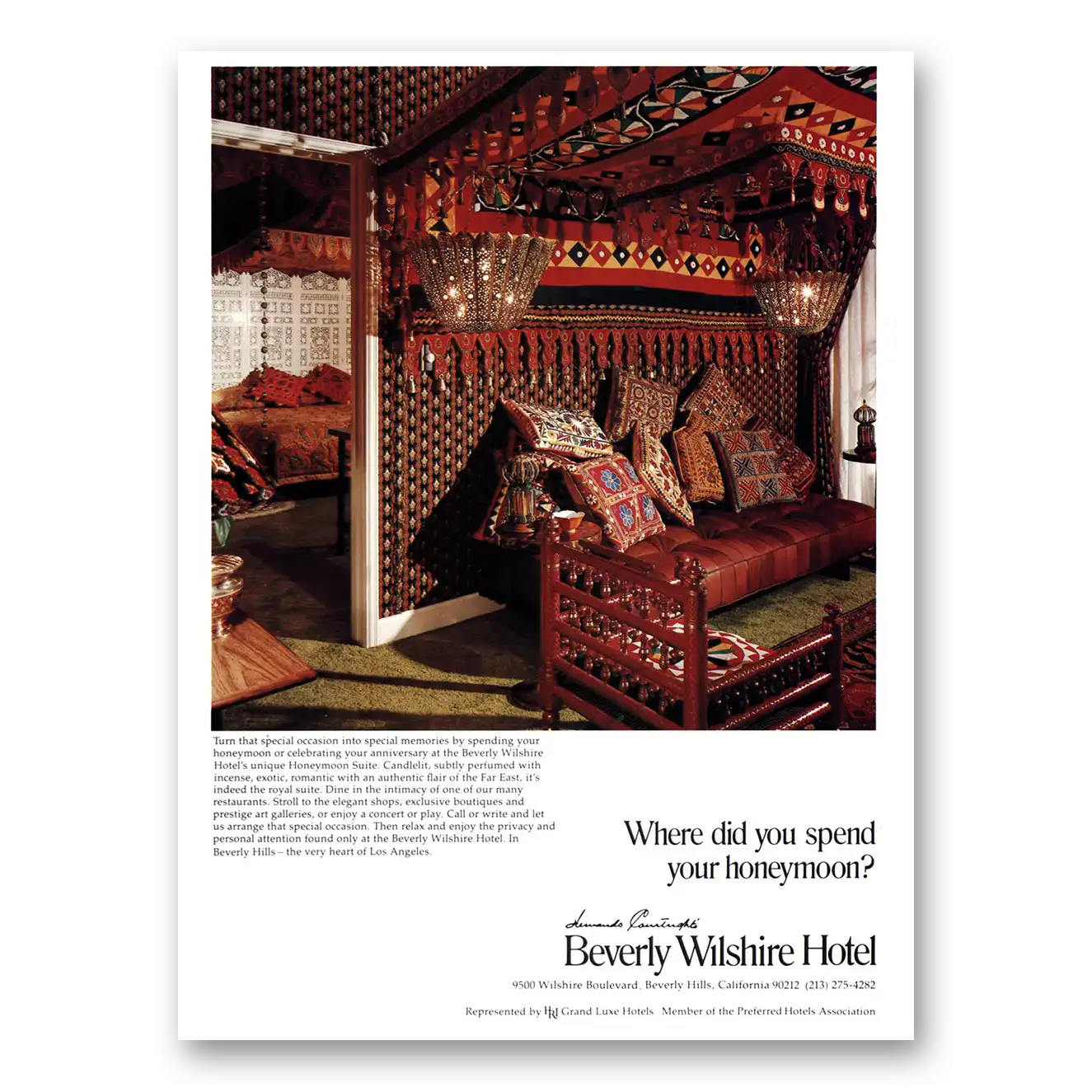 1978 Beverly Wilshire Hotel Where Did You Spend Your Honeymoon Vintage Magazine Print Ad