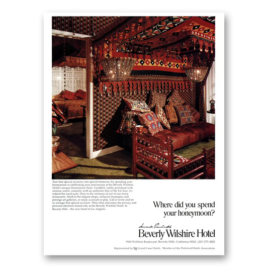 1978 Beverly Wilshire Hotel Where Did You Spend Your Honeymoon Vintage Magazine Print Ad