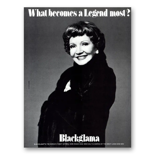 1978 Blackglama Claudette Colbert Vintage Magazine Print Ad