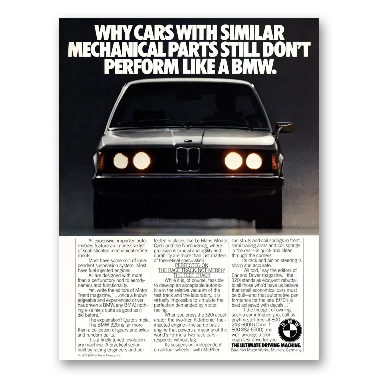 1978 BMW 3 Series Similar Mechanical Parts Still Don’t Perform Vintage Magazine Print Ad