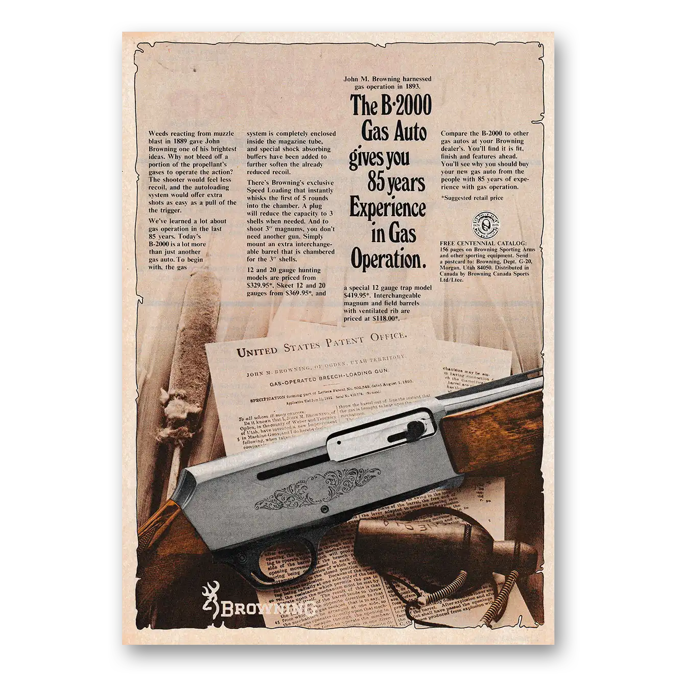 1978 Browning Arms Gas Auto Gives You 85 Years Experience Vintage Magazine Print Ad