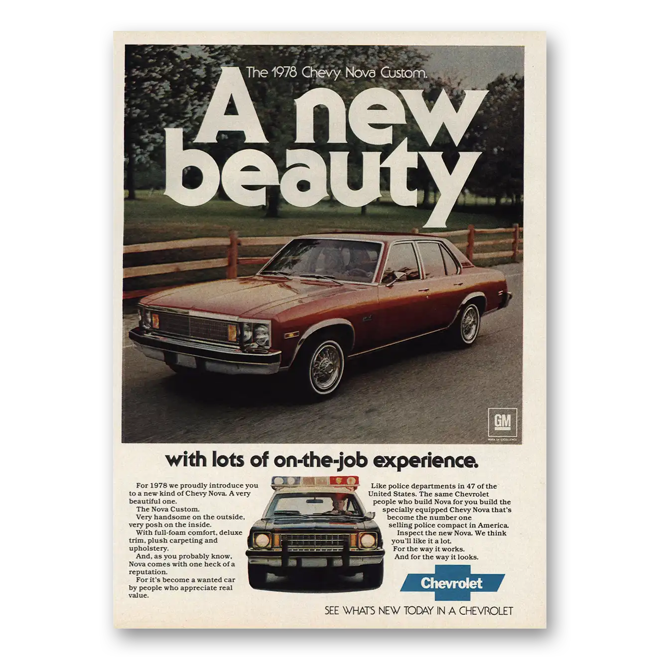 1977 Chevrolet Nova Custom A New Beauty On the Job Experience Vintage Magazine Print Ad