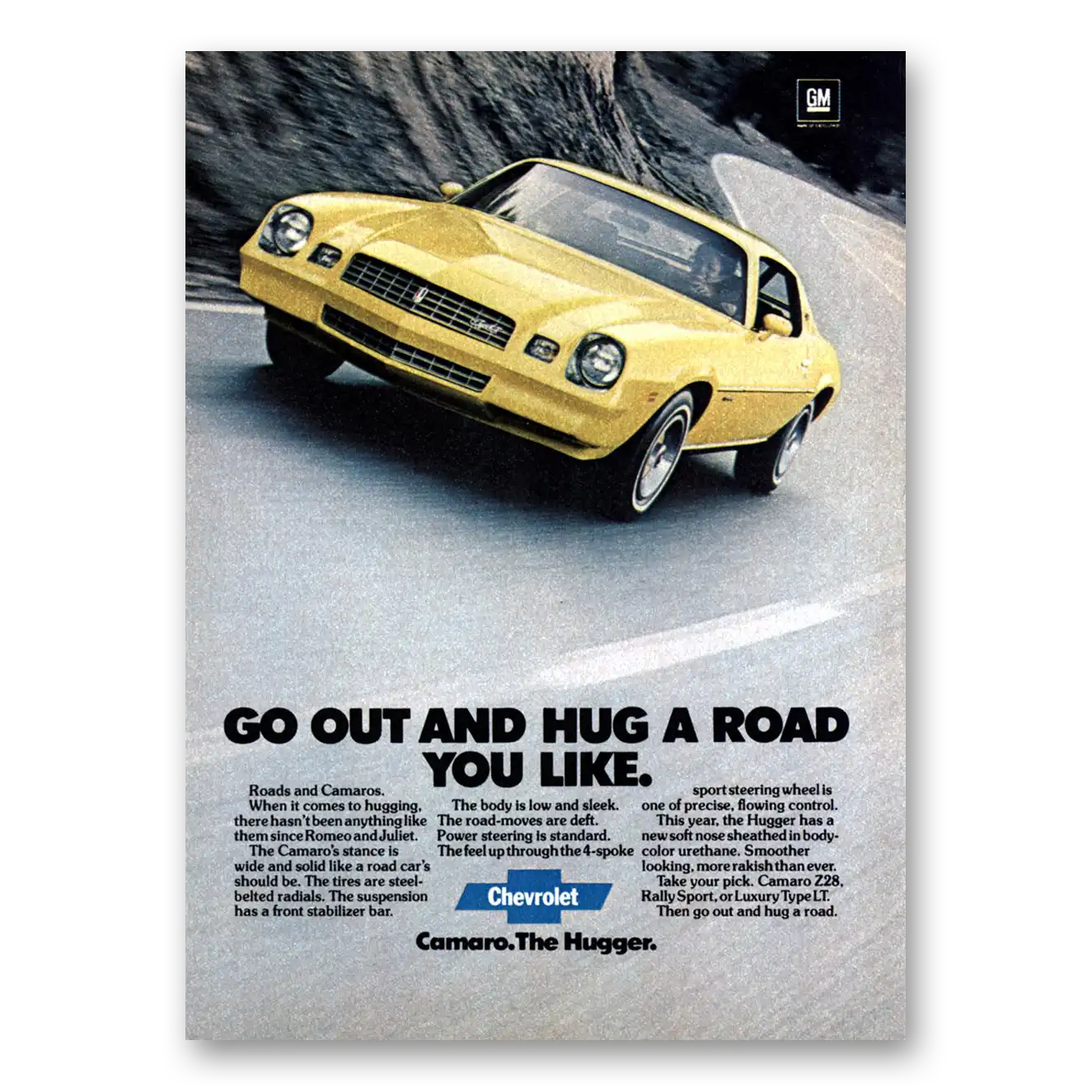 1978 Chevrolet Camaro Go Out and Hug a Road You Like Vintage Magazine Print Ad