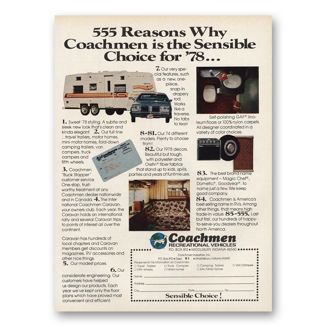 1978 Coachmen Recreational Vehicles Reasons Why Vintage Magazine Print Ad